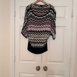 White House Black Market Zigzag Sweater - Black, White, Purple